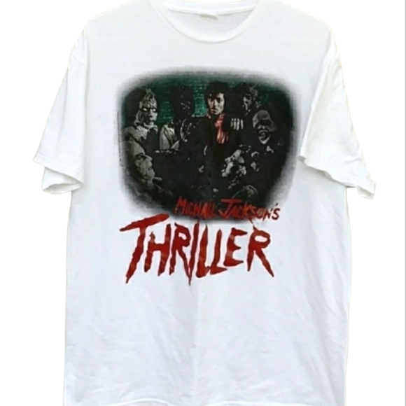 Vintage Thriller Michael Jackson White Graphic T-shirt 100% Cotton‎ Size Medium - Picture 2 of 9